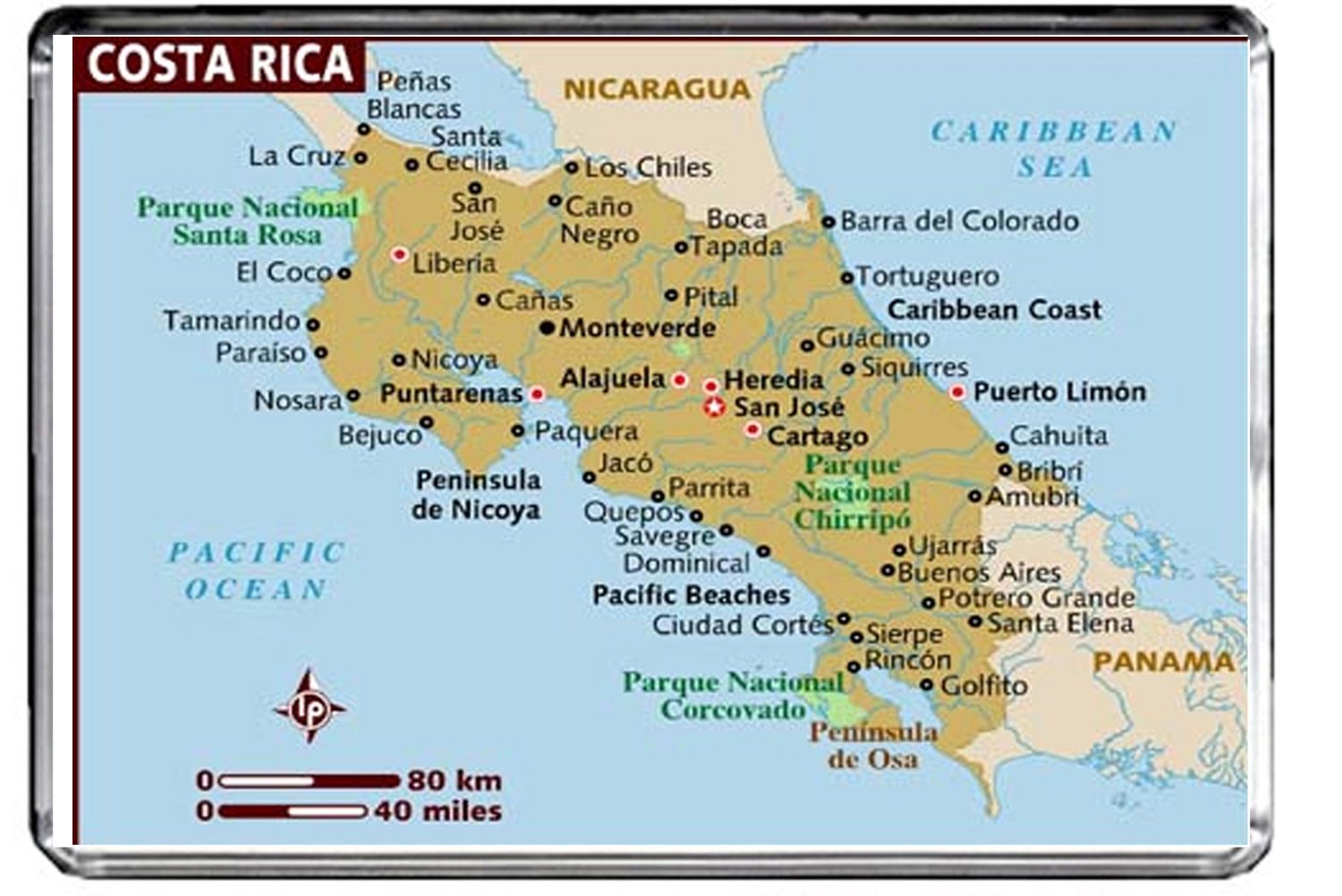Generic Costa Rica Map Decorative Magnet (3.5 x 2.5 inches, Acrylic)