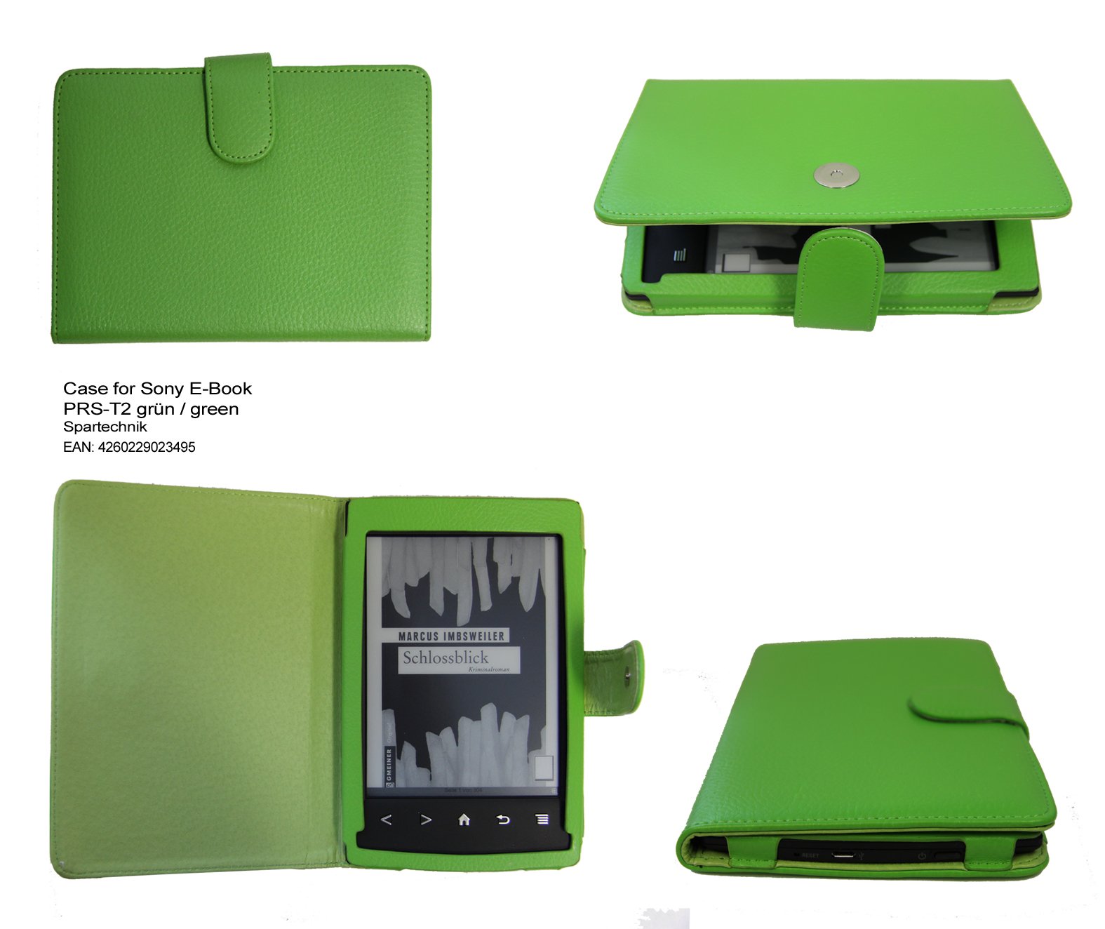 Tasche für Sony PRS-T2 bestes Case Hülle Etui Tasche für Sony E-Book Reader Elektronisches Buch PRS T2- grün Apfelgrün