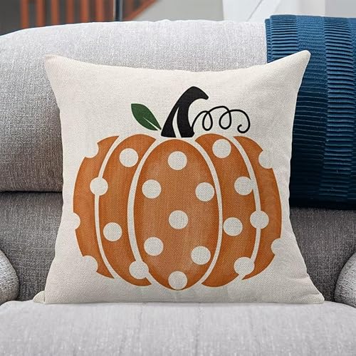 Miniatura 9 de Juego de 2 fundas de almohada de otoño de 20 x 20 pulgadas, para exteriores, acuarela, calabaza, decorativas, de lino, cuadrada, granja, otoño,