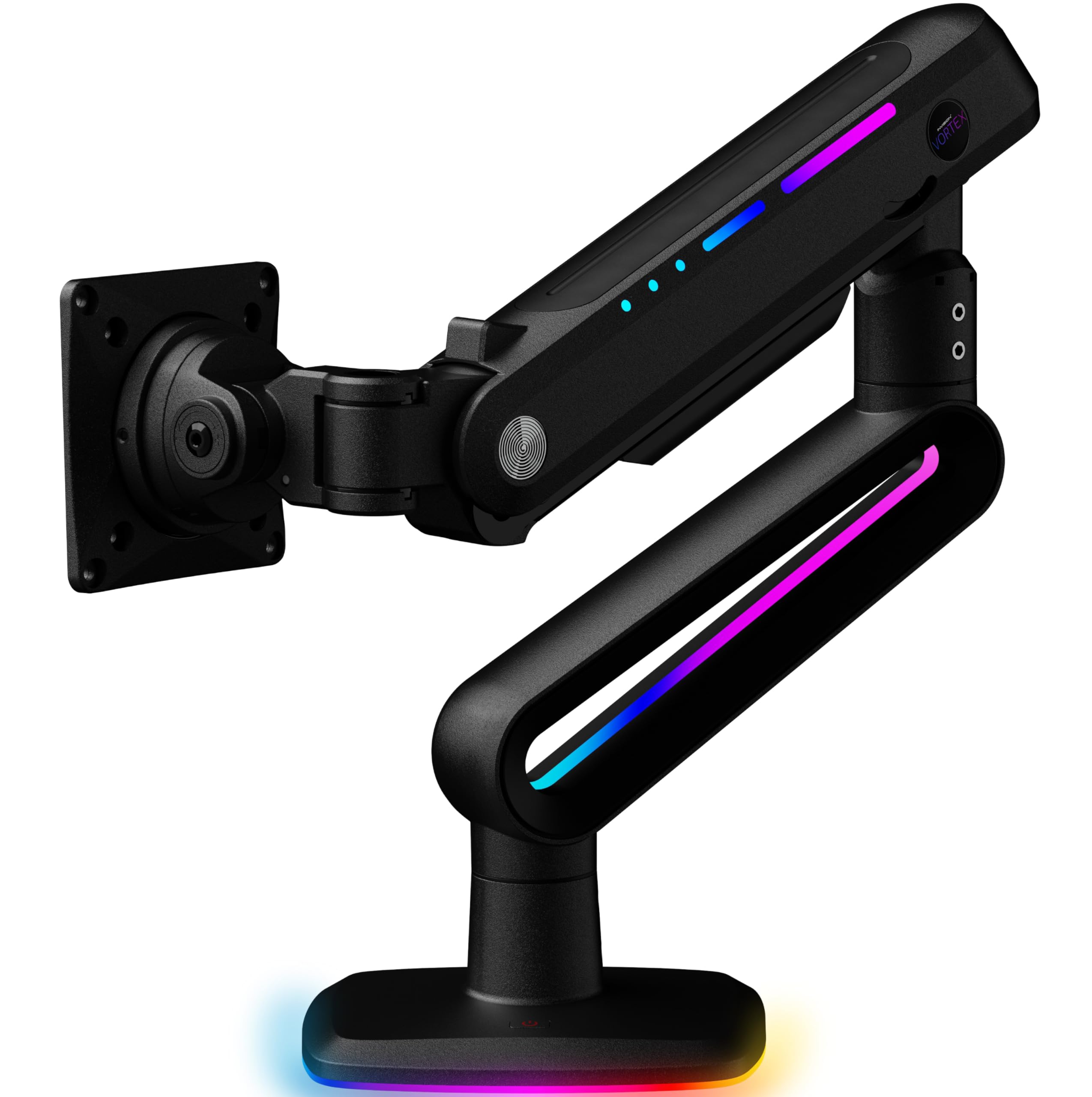 Invision VORTEX Supporto Braccio Monitor Gaming Schermi 27 a 57 pollici | Curvo e UltraWide | Alimentato Tramite USB 5 V | Luci LED RGB Integrate a 14 Modalità | 3-18 kg MAX (VR200)
