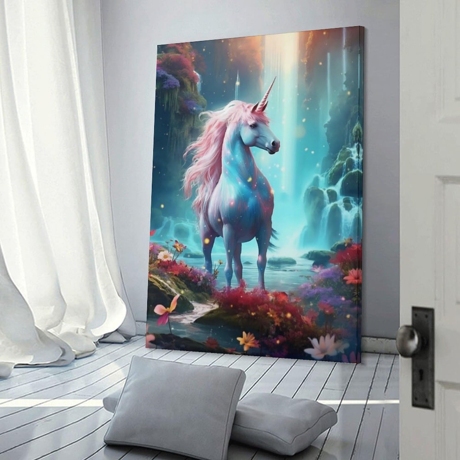 Junmoney Frame-Unicorn Horse Fantasy Canvas Wall Art Unicorn Horse Fantasy, 20X30inch(50X75cm), For Living Room, Bedroom, Office Or Hallway, Decorative Artwork With Broad Appeal