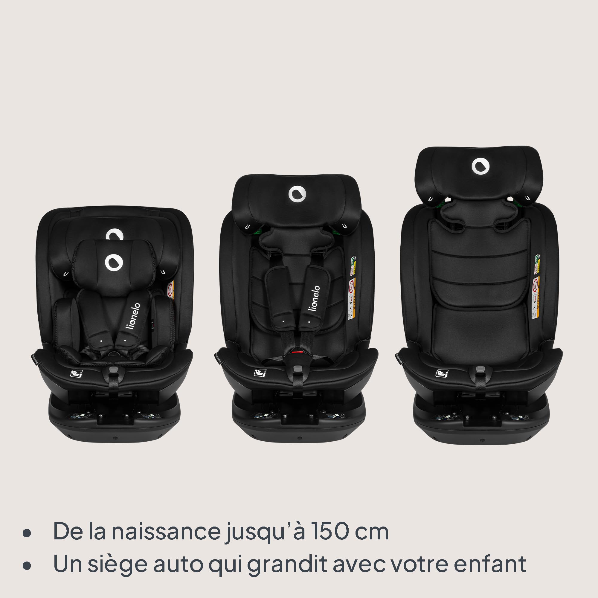 Lionelo BASTIAAN RWF I-SIZE Siège Auto Pivotant 360° 0-36 kg, ISOFIX | Montage Face et Dos à la Route, Groupe 0/1/2/3 (40 à 140 cm) TopTether, Réglage de l'Appui-Tête, de la Ceinture de Sécurité