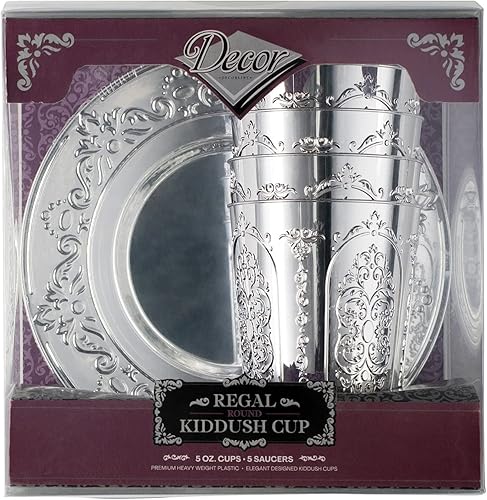 Miniatura 8 de Nicole Fantini Vaso Kiddush de vino de diamante, copa para niños, plata, 5 onzas 5 juegospaquete para Pascua y todas las fiestas judías