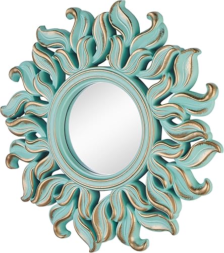 Espejo redondo de pared de 10 x 10 pulgadas, espejo circular verde para dormitorio, entrada, sala de estar, decoración de pared moderna y decorativa disponible en Yaxa Colombia