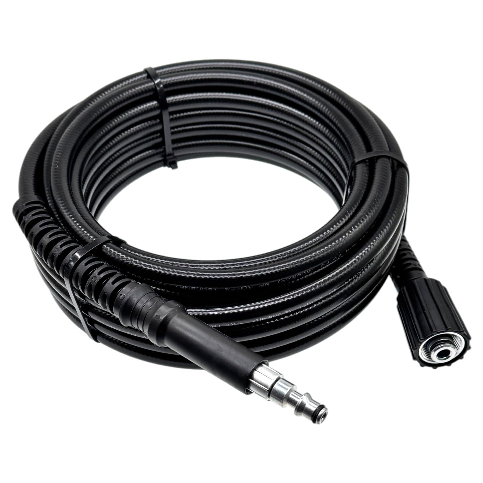 M&M Smartek Tuyau haute pression 5 m, Noir, Silicone, Compatible Lavor 4.018.0096, Max. Pression 160 bars, Température 40 °C, Raccord rapide, NW 6 x 1, M22 IG, 1/4
