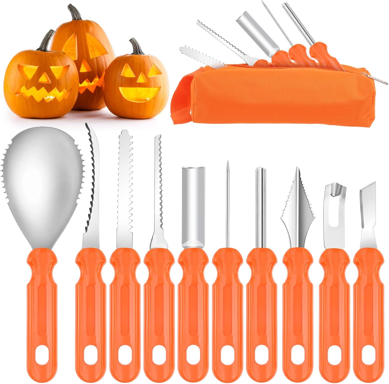 yingd Halloween Pumpkin Carving Kit, 10 PCS Professional Heavy Duty
