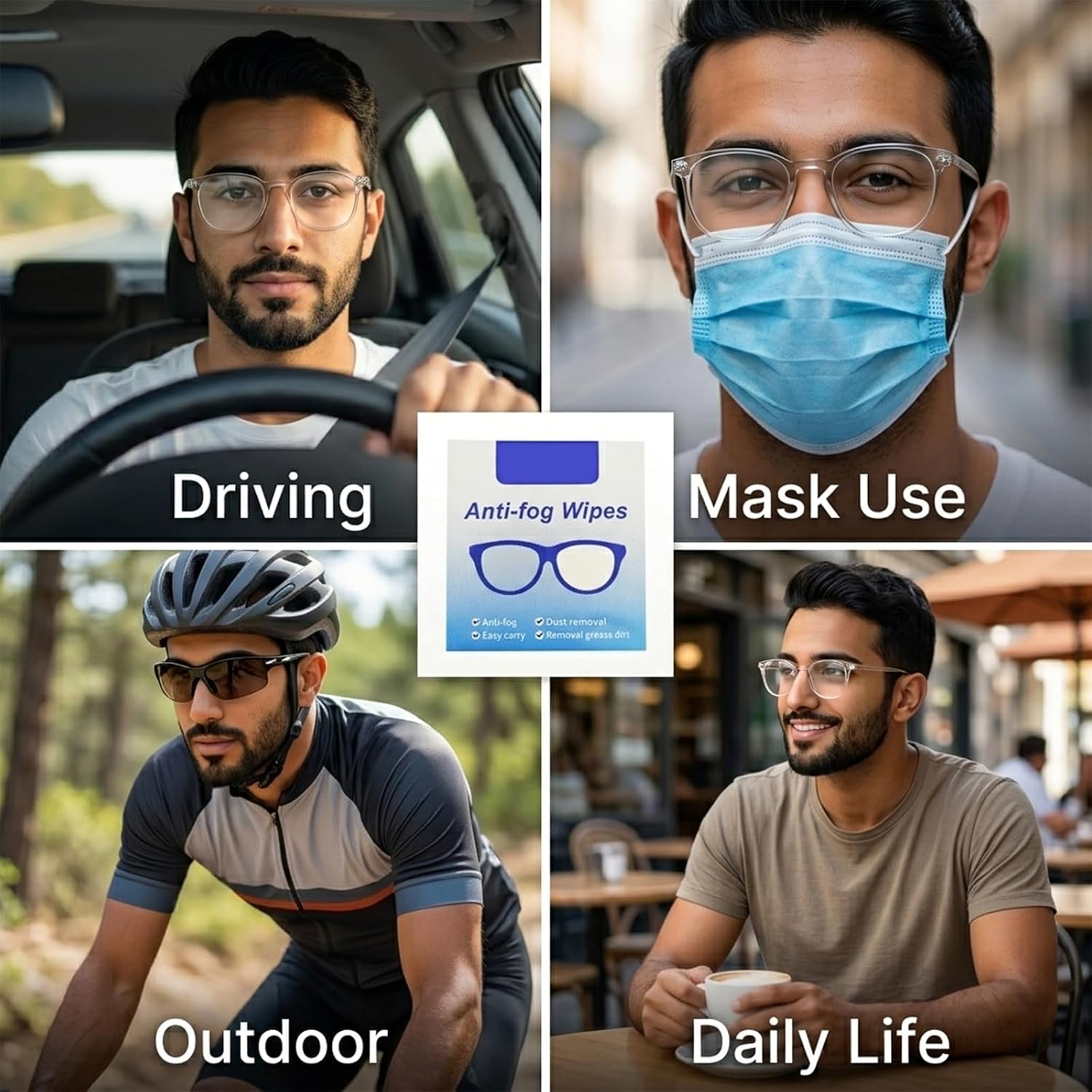مناديل مبللة لتنظيف العدسات للنظارات والشاشات، تركيبة مضادة للضباب، 100 قطعة مغلفة بشكل فردي، مبللة مسبقًا، خالية من الخطوط ومضادة للكهرباء الساكنة، امنة للنظارات والهواتف - الصورة 4