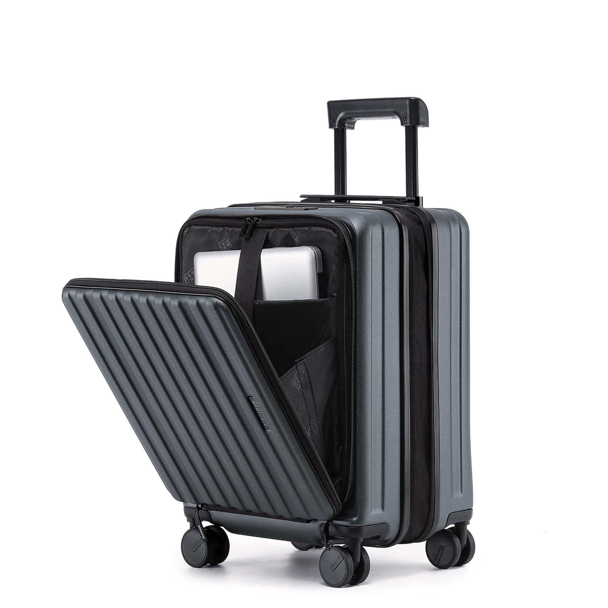 Münicase Handgepäck Koffer M 50 cm mit Laptopfach, Businessgrey | Oberseiten-Zugriff, Erweiterbar, Kompressionsgurt, Kratzfest, Leichtgewicht, Außenmaße 50 x 35 x 23 cm