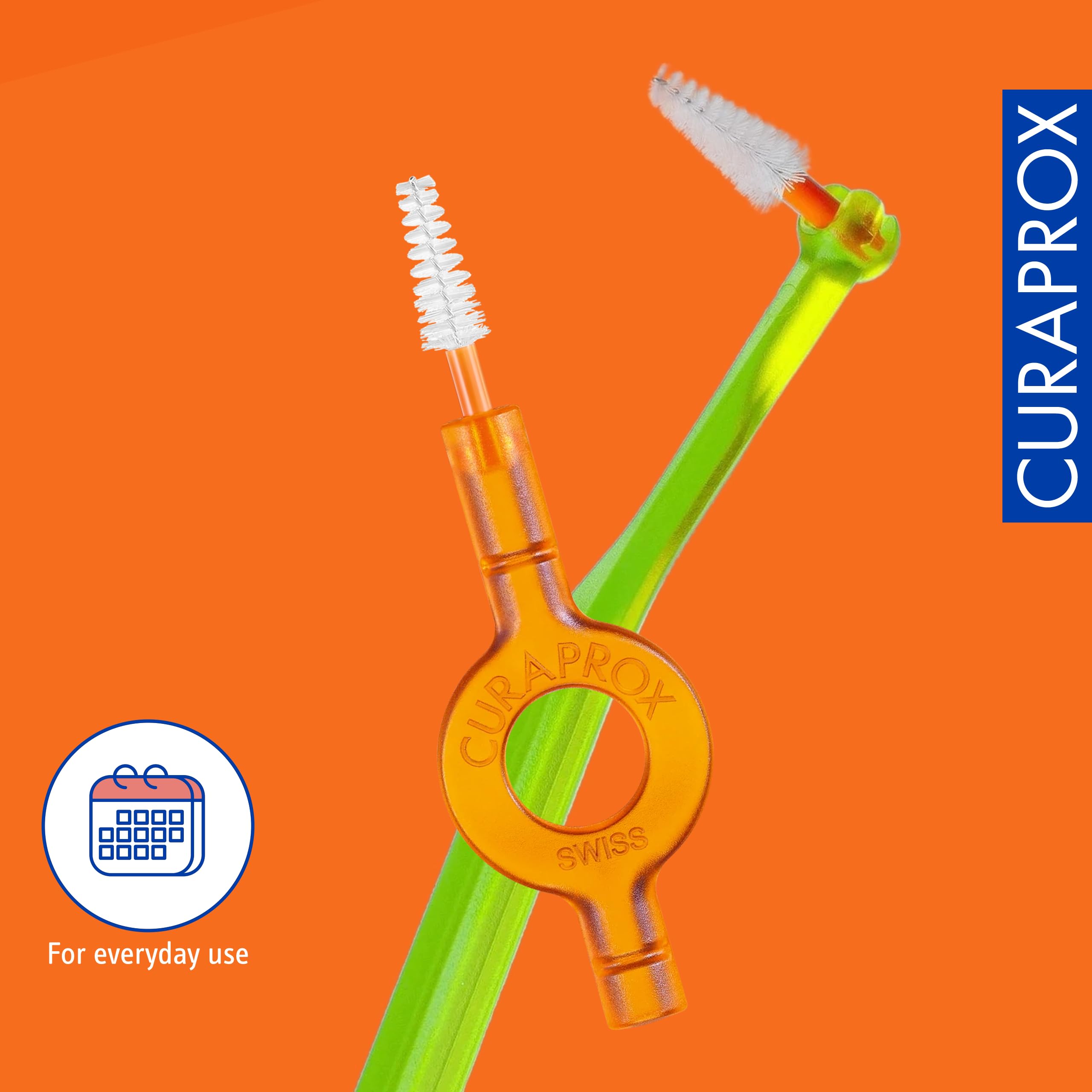 Curaprox Interdental Brush Refill Ortho – Size 14 do aparatów ortodontycznych i opieki ortodontycznej/Ultra-cienkie włókna/pomarańczowy / 4-Pack/zaprojektowany w Szwajcarii