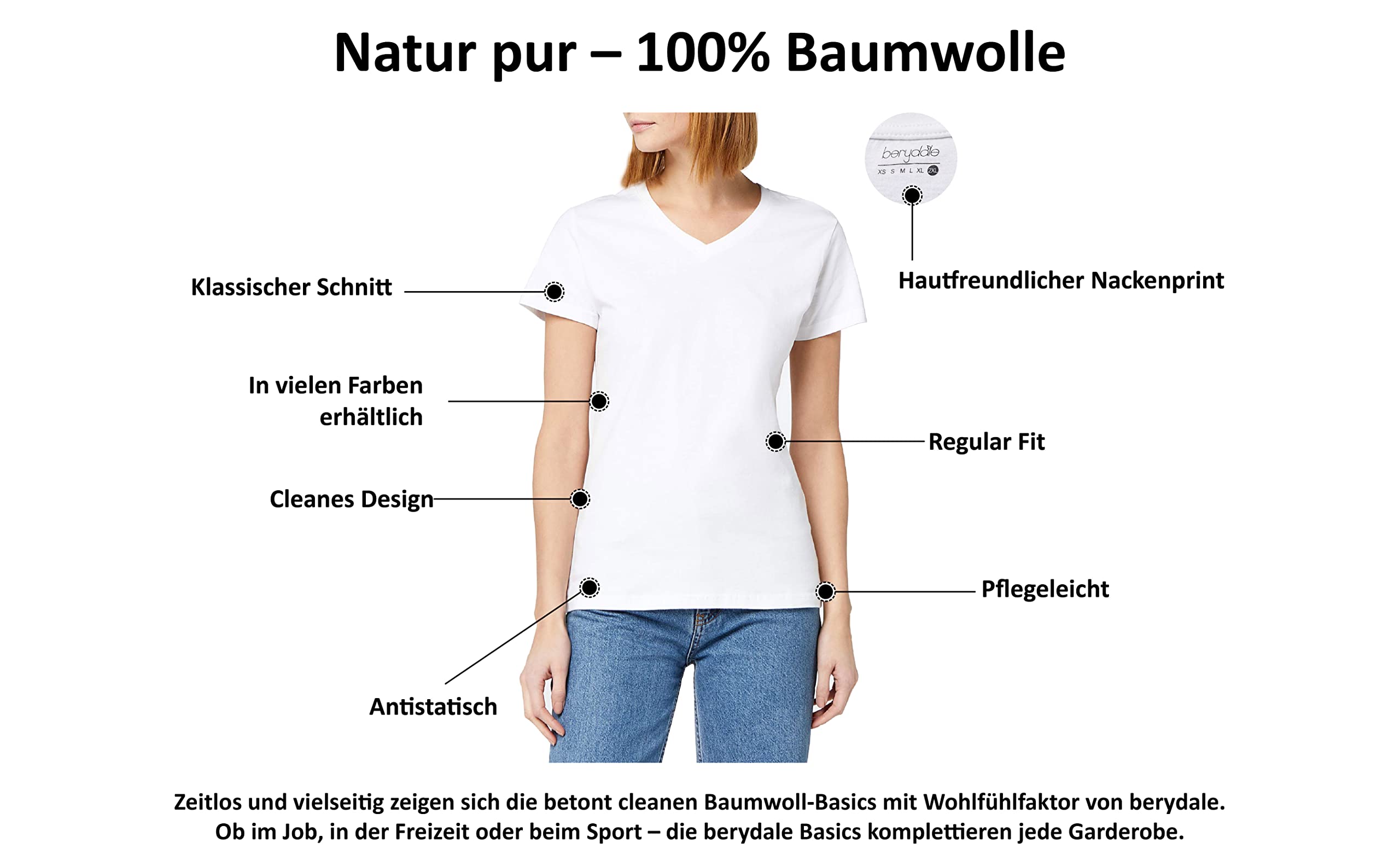 berydale Damen Bd158 T-Shirt (5er Pack)