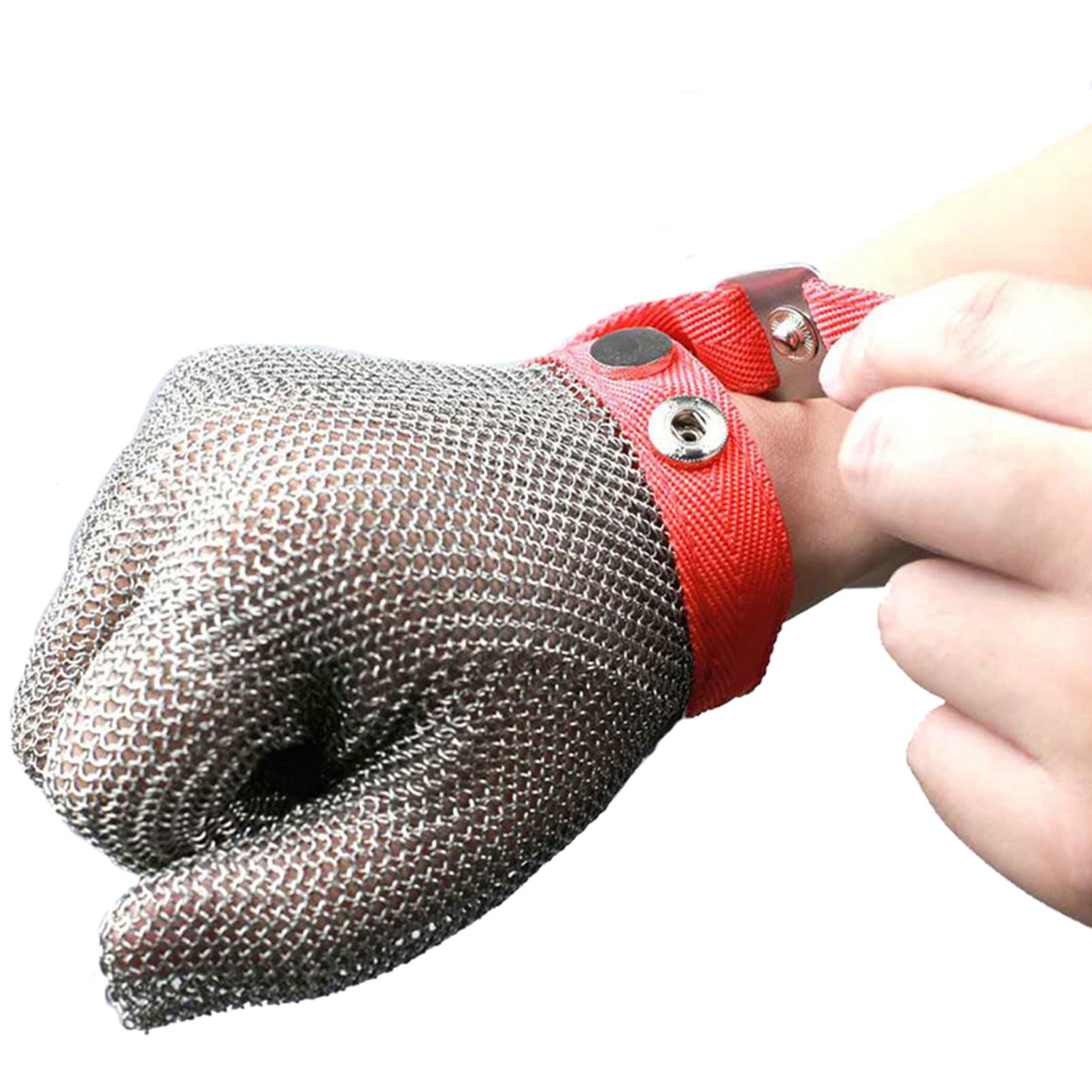 Guantes de Trabajo Anticorte 2 Guantes De Malla De Seguridad De Grado Alimenticio, Pulsera De Nailon Ajustable, Guantes De Acero Inoxidable A Prueba De Cuchillos(XS)