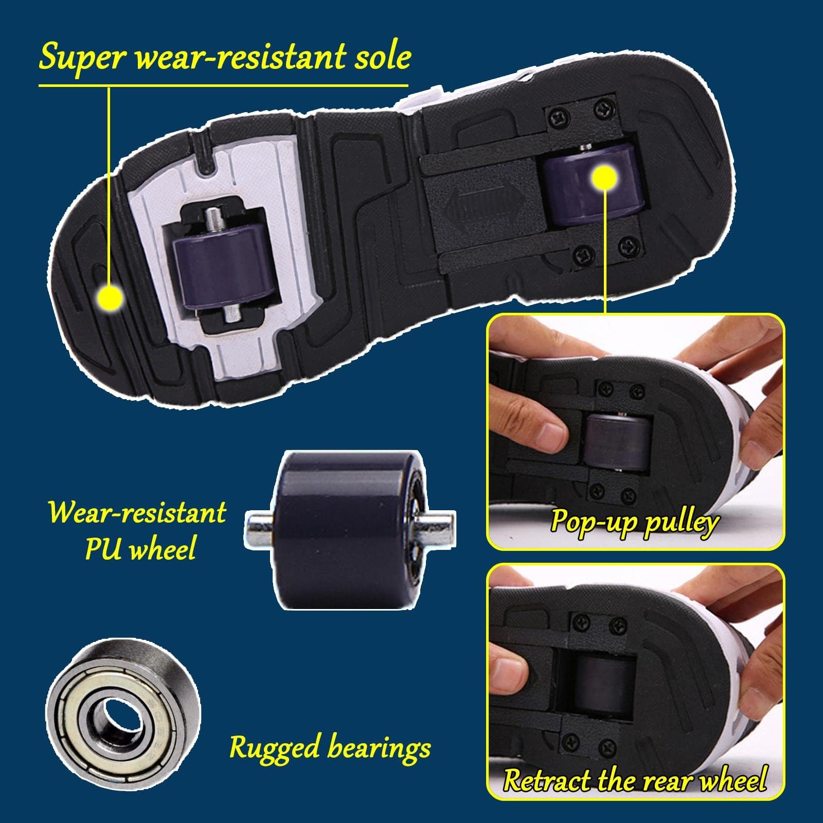 Zapatillas De Patines Retráctiles XRDSHY Para Niños - 2 En 1 Con Ruedas Ocultas, Ideales Para Jugar Y Patinar