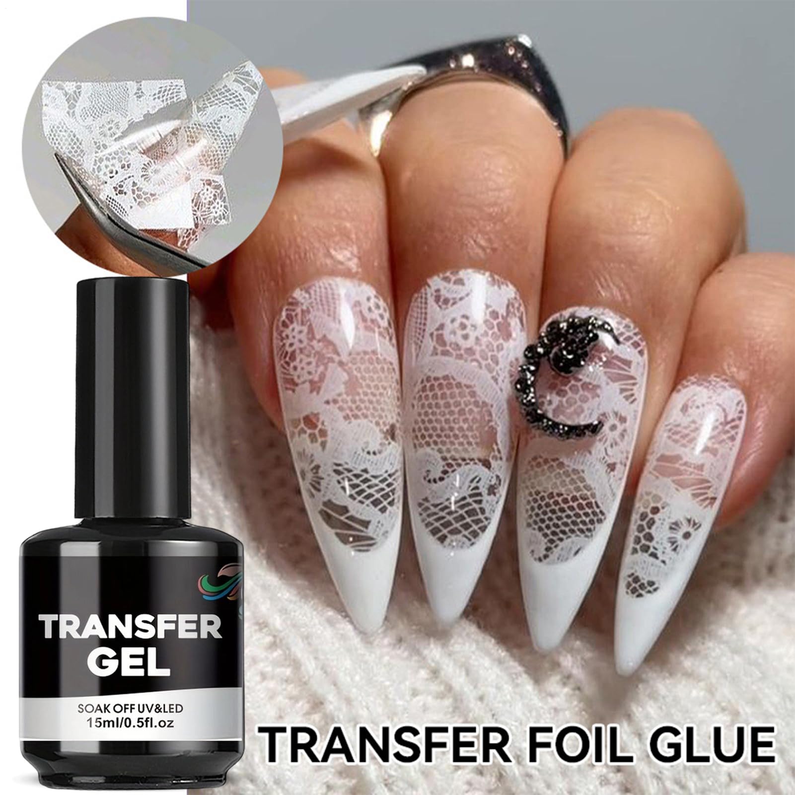 Klej Do Folii Transferowej, Formuła O Dużej Przyczepności, 15 Ml, Potrzebny Żel Transferowy Z Lampą UV, Samoprzylepne Naklejki Na Paznokcie, Długotrwałe Wykończenie, Do Użytku Domowego Lub Usług Salon