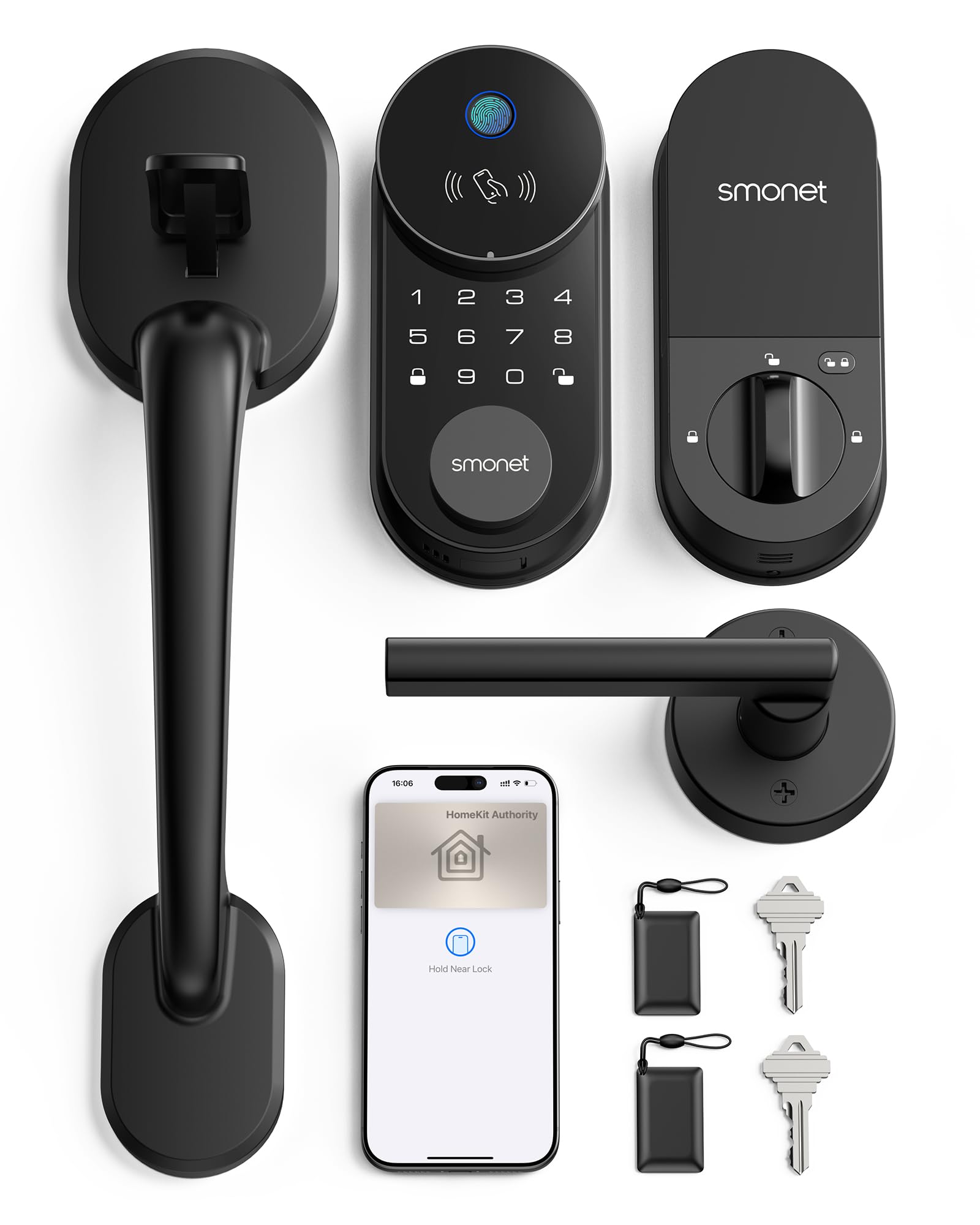 SMONET Smart Lock, AH1 Front Door Lock Set Keyless Entry Door Lock with, WiFi Front Door Deadbolt with App Remote Control for iPhone & Android Supports Apple HomeKit