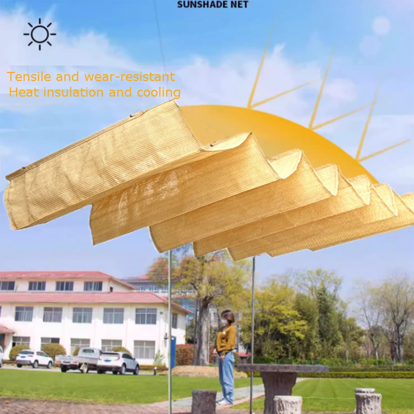 Wysuwany żagiel przeciwsłoneczny, ochrona przed promieniowaniem UV, zadaszenie z przesuwaną szyną, falista osłona pergoli (szer. 1,7 x dł. 7 m szer. 5,57 x dł. 7 m) do ogrodu, na patio i do ogrodu