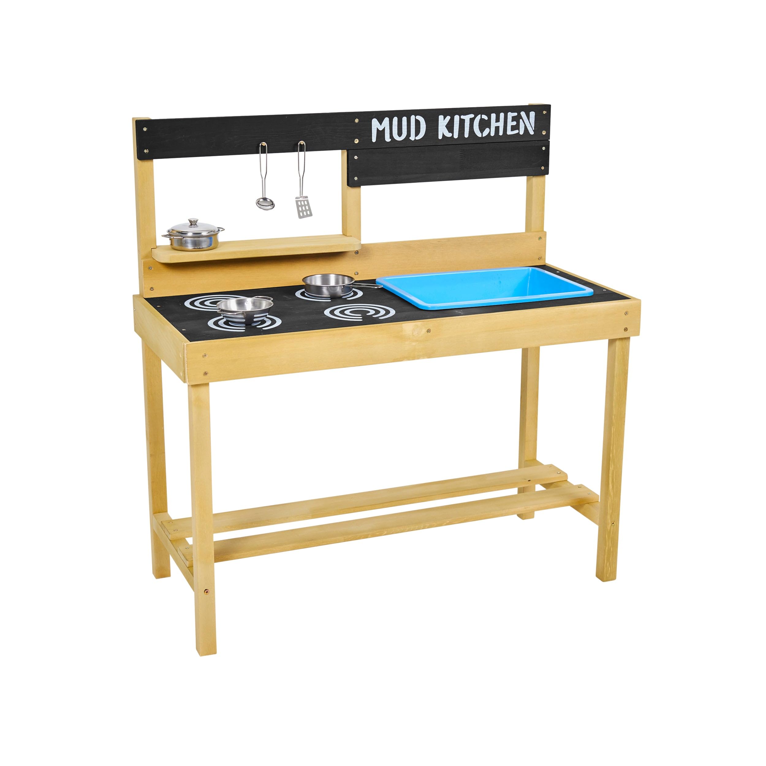 TP Toys Cucina Esterna in Legno FSC – Gioco d'imitazione con Lavello Rimovibile, Piastra di Cottura Dipinta, Accessori Inox – Da 3 Anni – per Giochi di Dinette ed Esterni