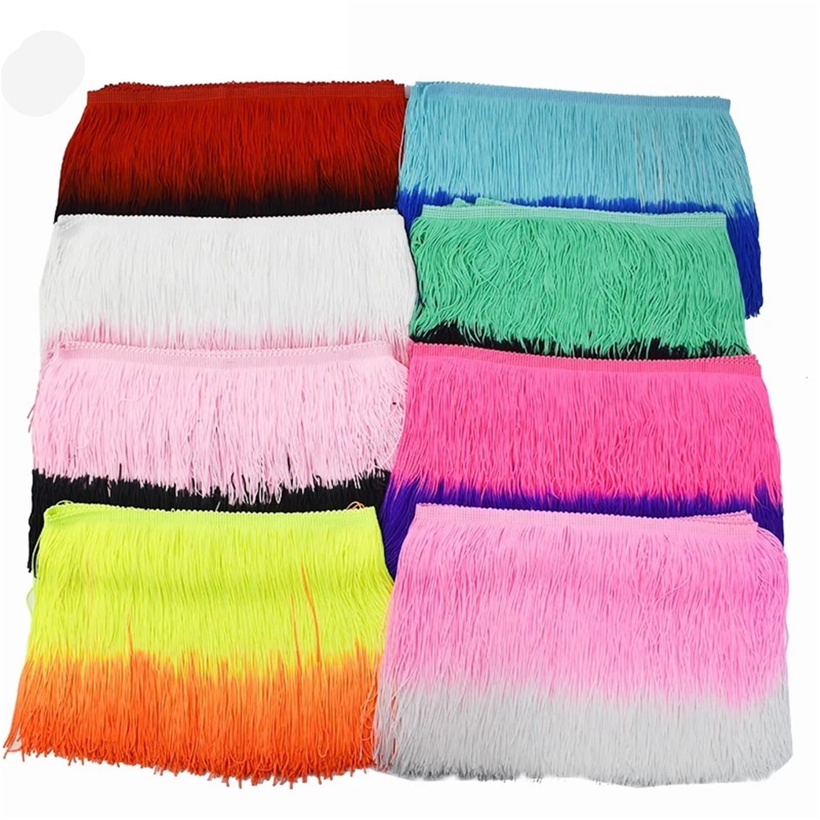 Szeroka koronka z frędzlami, Tassel Fringe Trim Multicolor 20cm Width 1/2/3/5M(Color 7,20cm-5Meters)