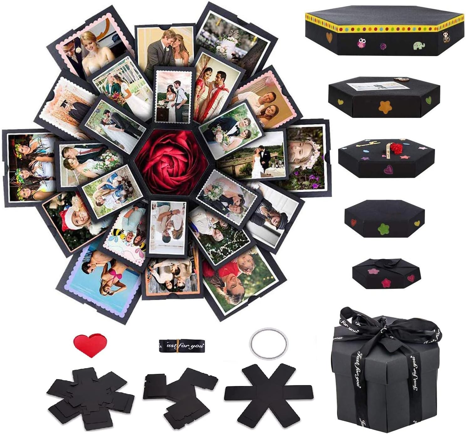 Explosion Box 6 Faces Creative Gift Box,Love Memory DIY