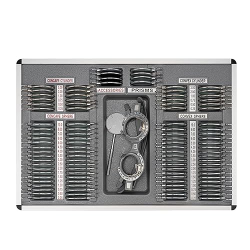 Miniatura 7 de Juego de lentes de prueba 104 Equipo de optometría óptica de prueba de lentes de caso+marco óptico de lente de prueba 50-80