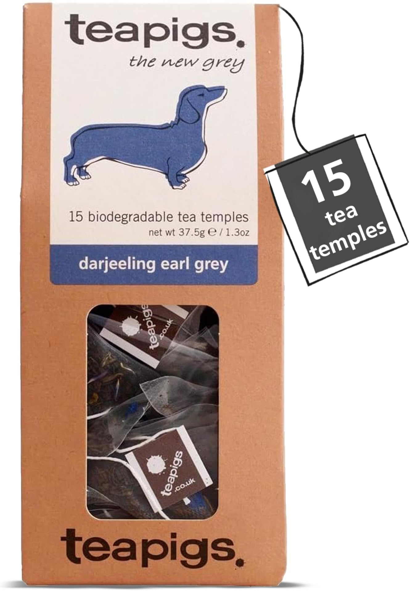 Darjeeling Earl Grey Tea Bags - Floral & Aromatic Blend with Bergamot & Citrus Notes - Caffeinated & Naturally Energising - 15 Biodegradable Tea Temples (1 Pack)