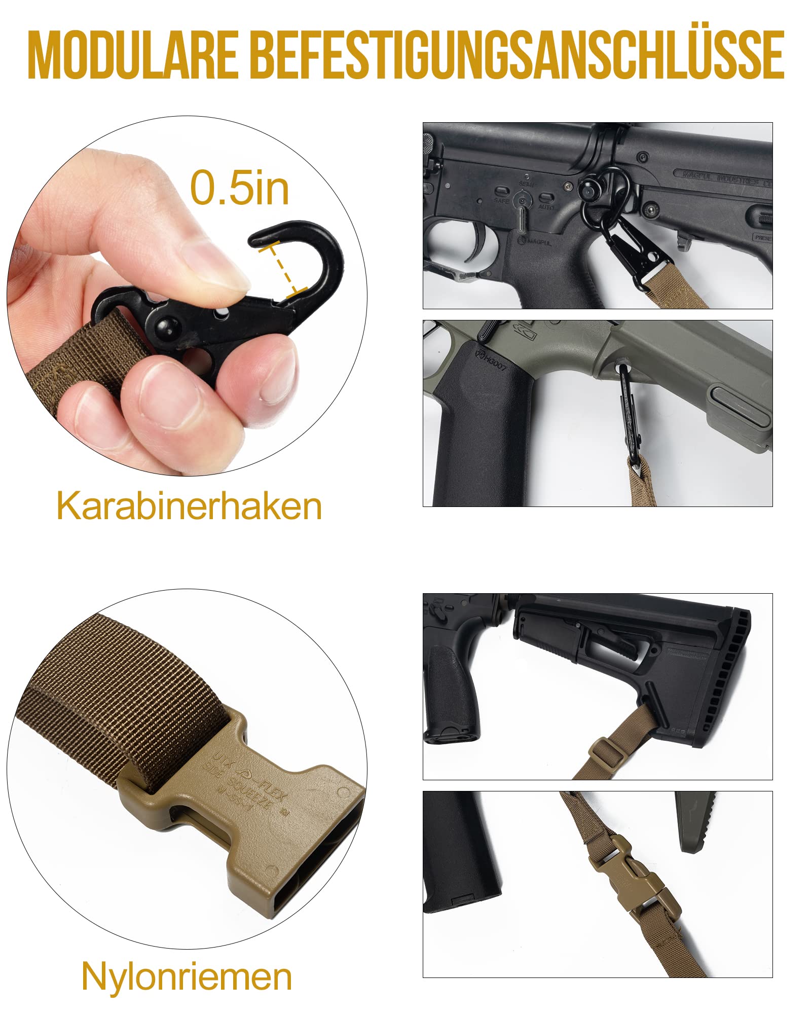 【REDPEPPER GD】ONETIGRIS OneTigris 2-punktowe zawieszenie do karabinu, 1-calowy pasek