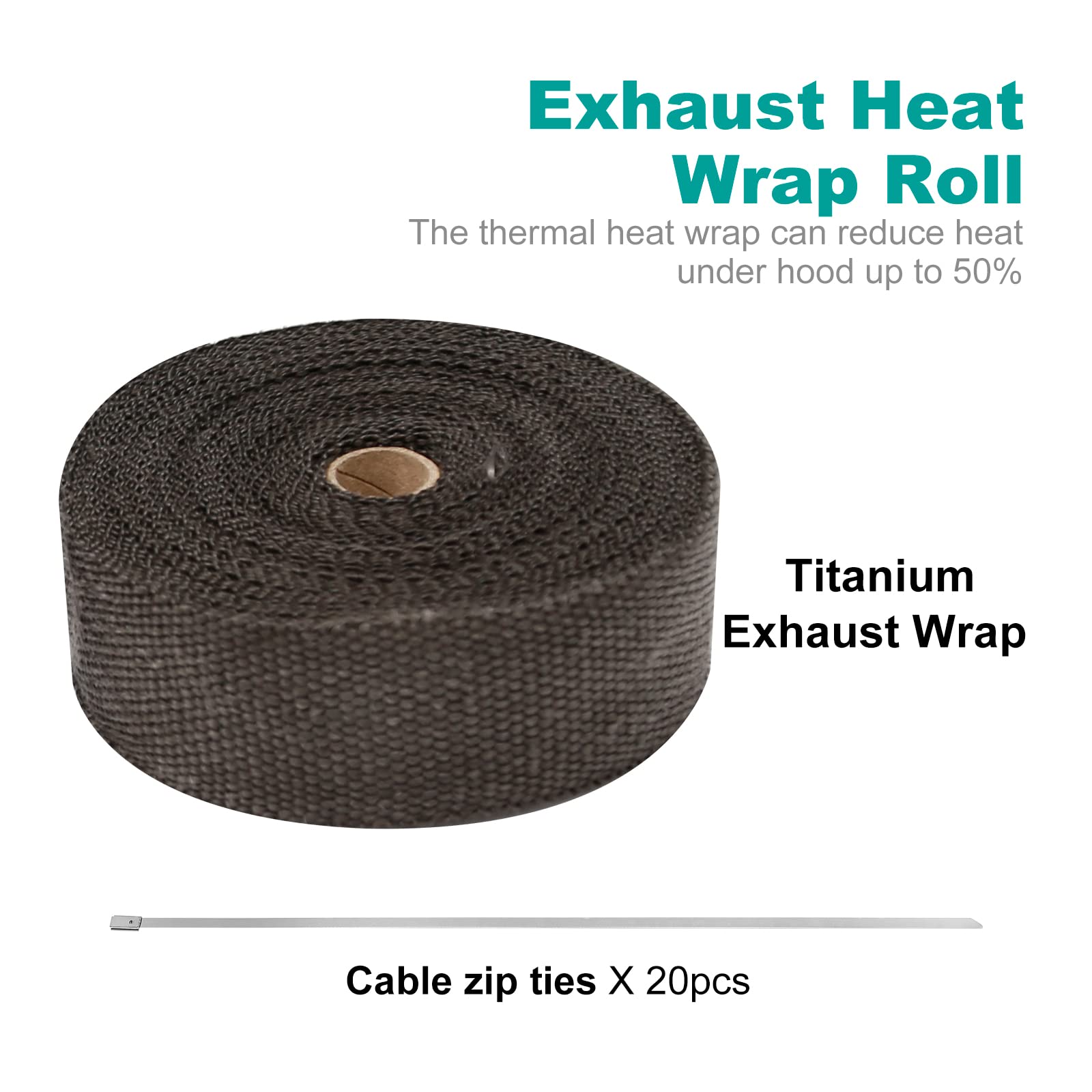 Anxingo 2" X 50' Black Exhaust Wrap Heat Shield Tape - Fiberglass Wrap For Motorcycle, Car, ATV