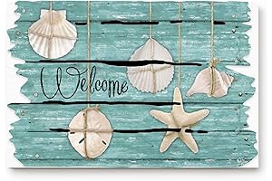 Beach Starfish Seashell Door Mat: Coastal Decor for Living Room