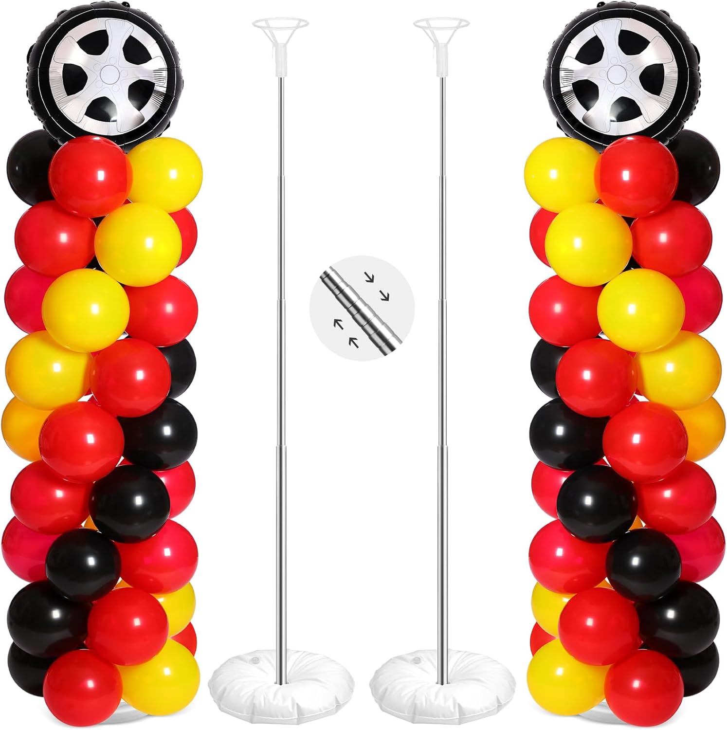Ctosree 133 pcs Race Car Party Balloons Stand Kit Car Race Balloons Party Supplies Red Black Yellow Decoration