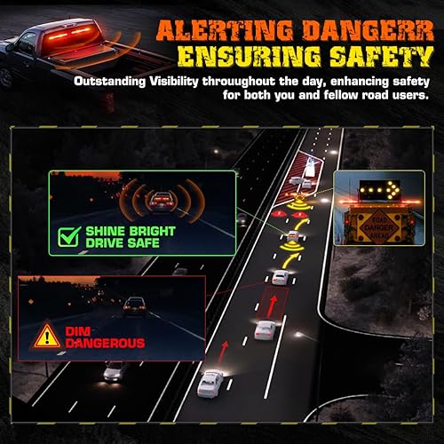 Miniatura 8 de LRTER Barra de luz de asesor de tráfico de 2 x 17.7 pulgadas con controlador de pantalla digital para parabrisas, visera estroboscópica de