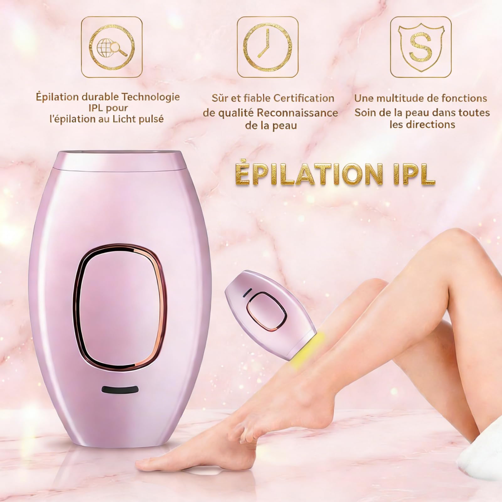ARYA LUSH IPL Pulse・Pulsed Light Hair Removal, épilation indolore, épilateur lumière pulsée pour hommes femmes,5 niveaux d'énergie 2 modes,visage corps bikini aisselles, peau soyeuse efficace (Black)