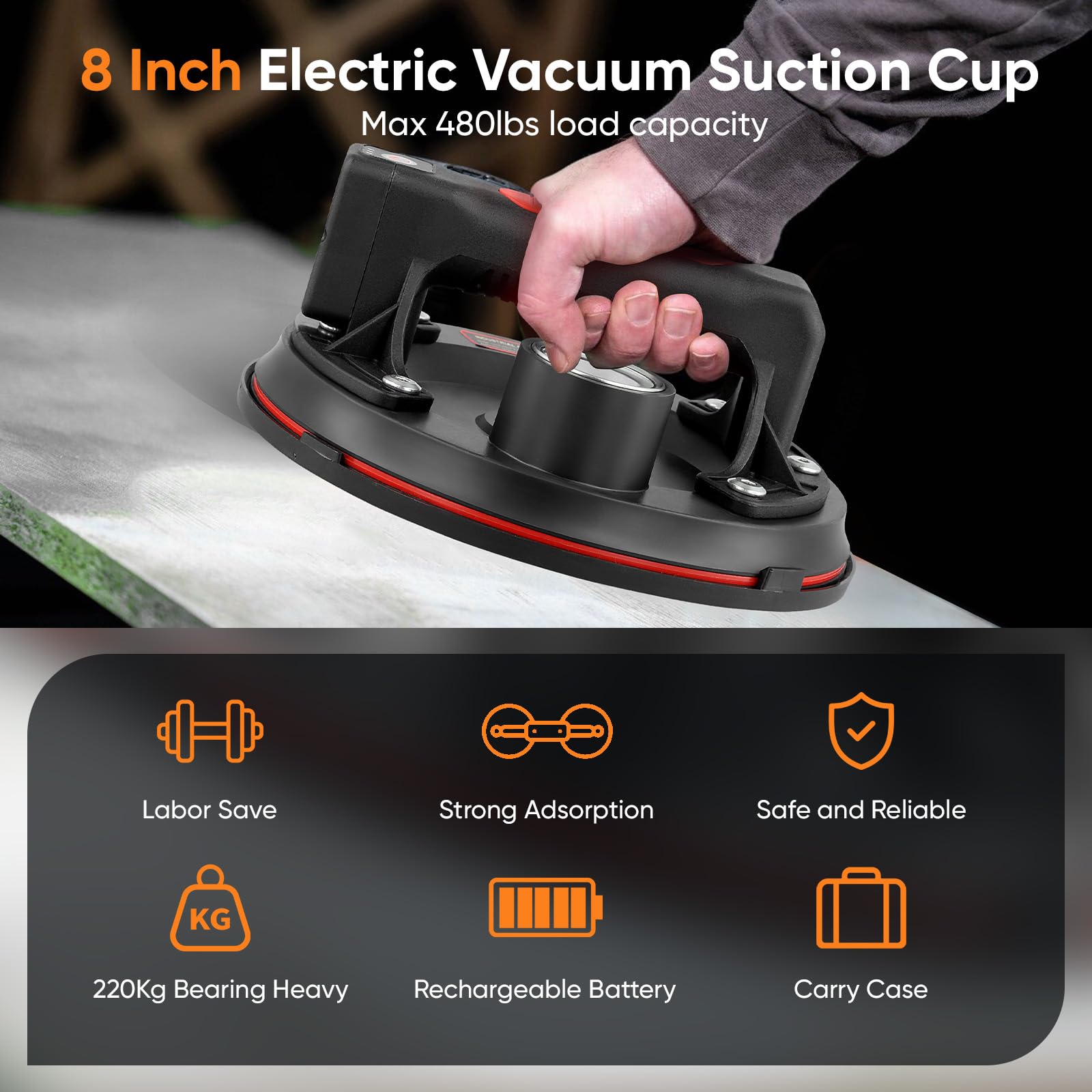 Ventouses Pour Carrelage Avec Manomètre, Ventouse Professionnelle Pour Verre Avec Boîte à Outils