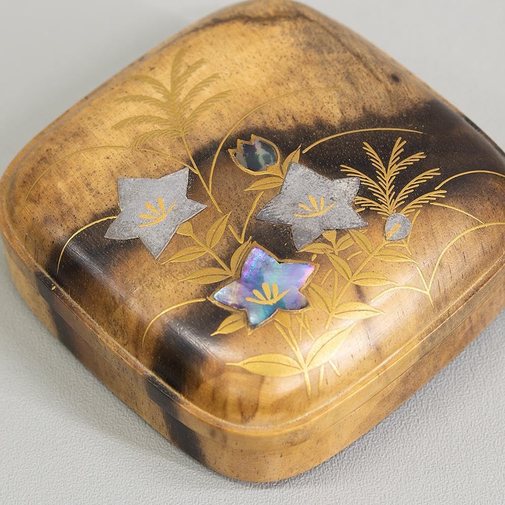 金地 八ツ橋蒔絵文庫形香合 金地八ツ橋蒔絵文庫形香合