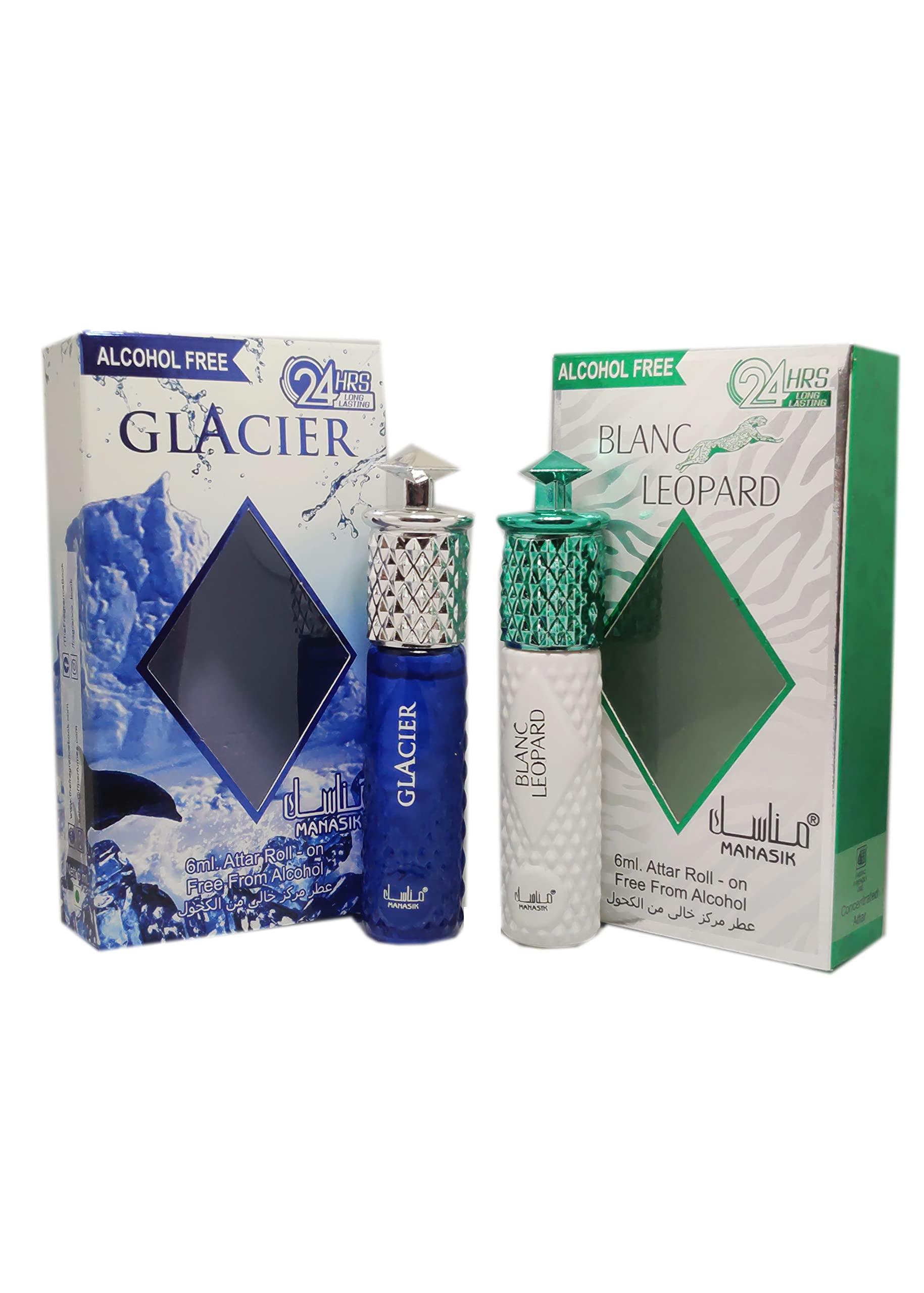 MANASIK BLANC LEOPARD & GLACIER Alcohol - Free Concentrated Attar Roll On 6ml (COMBO SET)