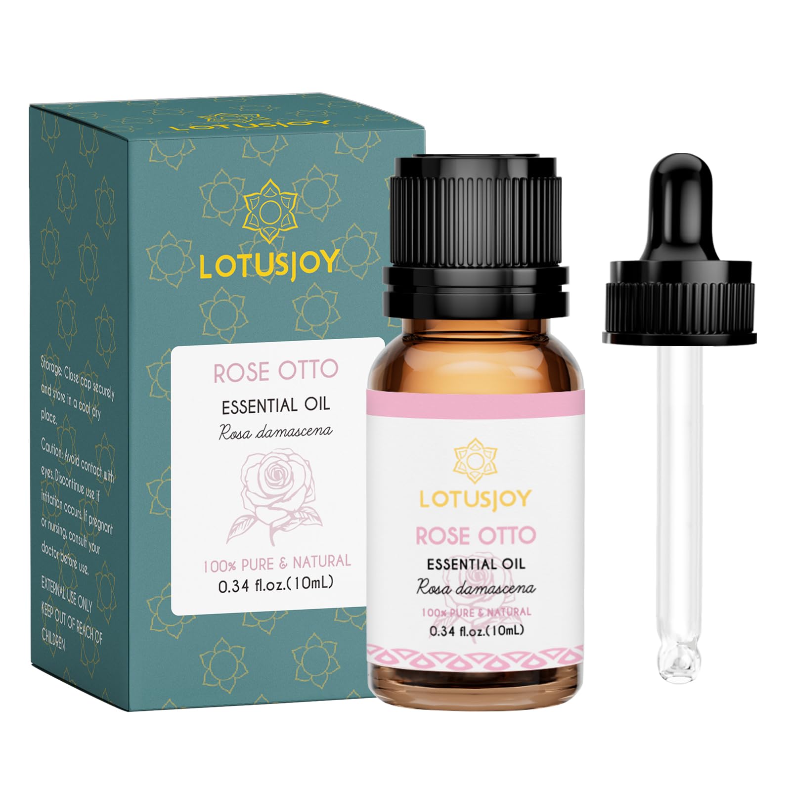 Rose Otto Essential Oil, for Skin, Massage, Diffuser, 0.34 Oz