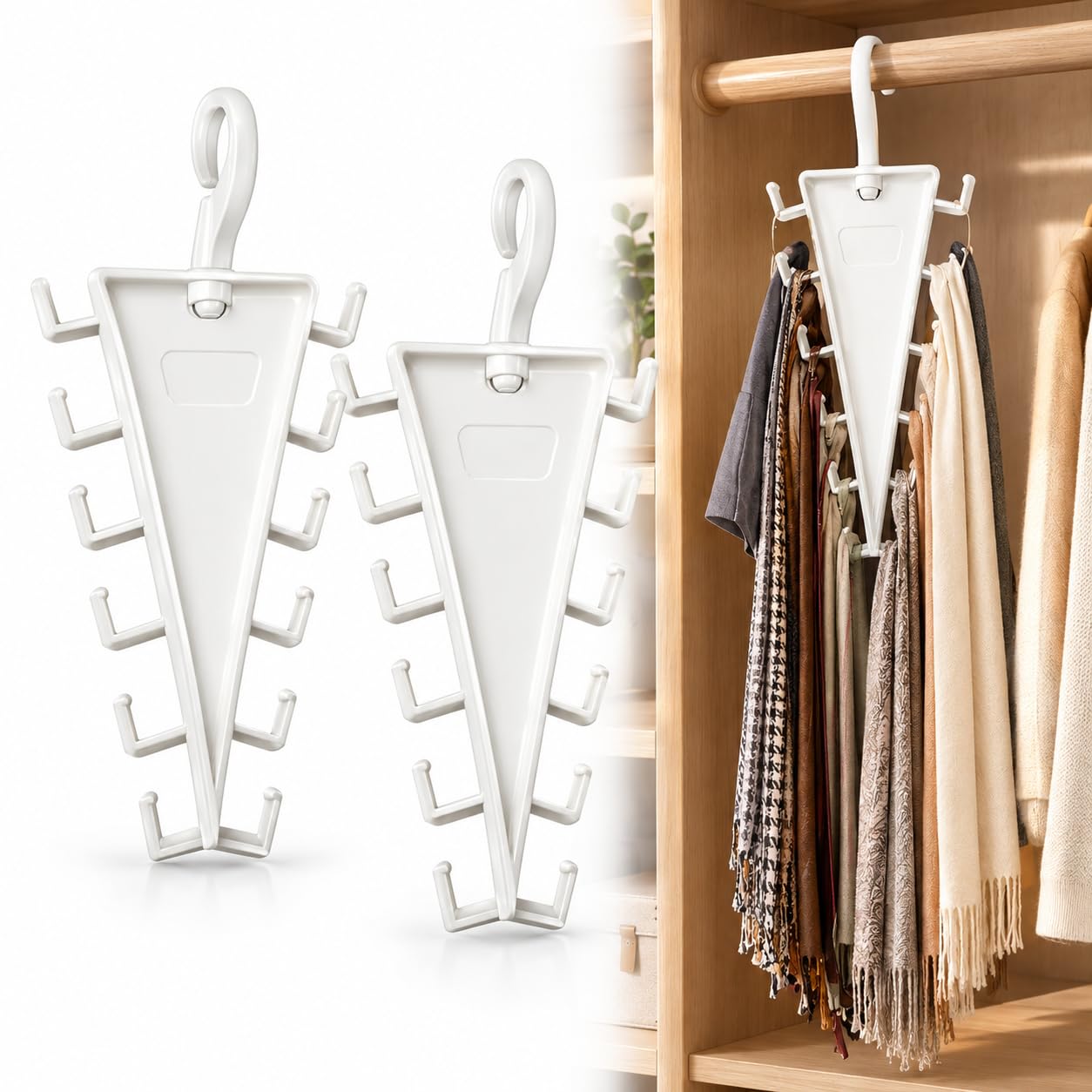 V Shaped Double-Sided Closet Organizer Hanger, 2027 New Closet Organizer (White-2pcs)