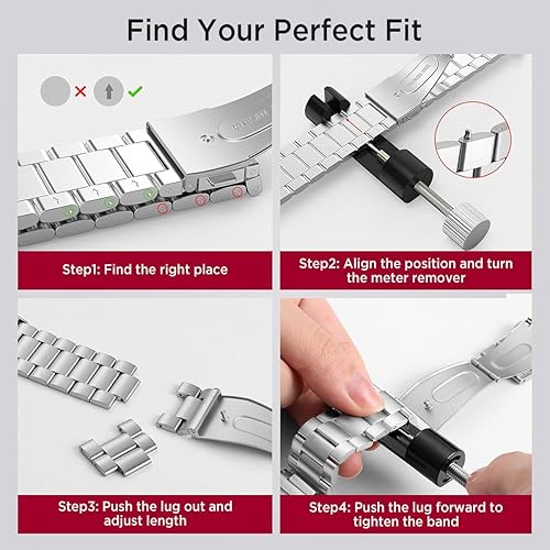 Miniatura 6 de Miimall Correa de metal de acero inoxidable compatible con Samsung Galaxy Watch 4 de 1.732 pulgadas, 1.575 pulgadas, Watch 4 Classic de 1.812