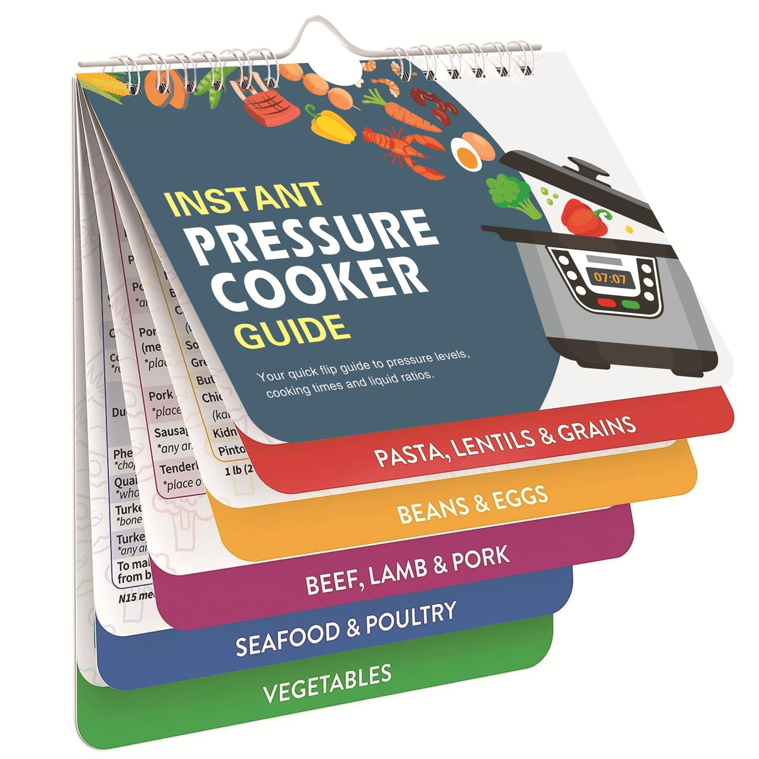 Vorae Pressure Cooker Instantpot Cookbook Magnetic Cheat Sheet, Cheat Sheet Magnets Cooking Guide Booklet Cookbooks Oven Cooking Pot Temp Times Chart (Pressure Cooker)