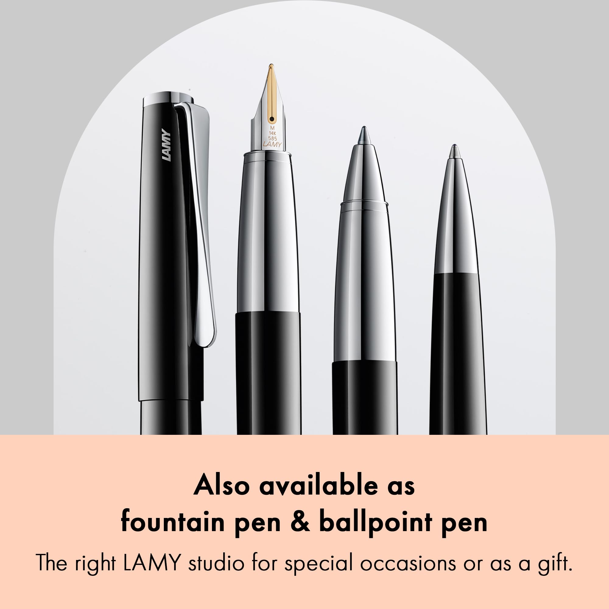 Lamy studio pianoblack roller - universale con involucro elegante in metallo - con clip a forma di elica e larghezza di tratto M - con refill roller M 63 nero