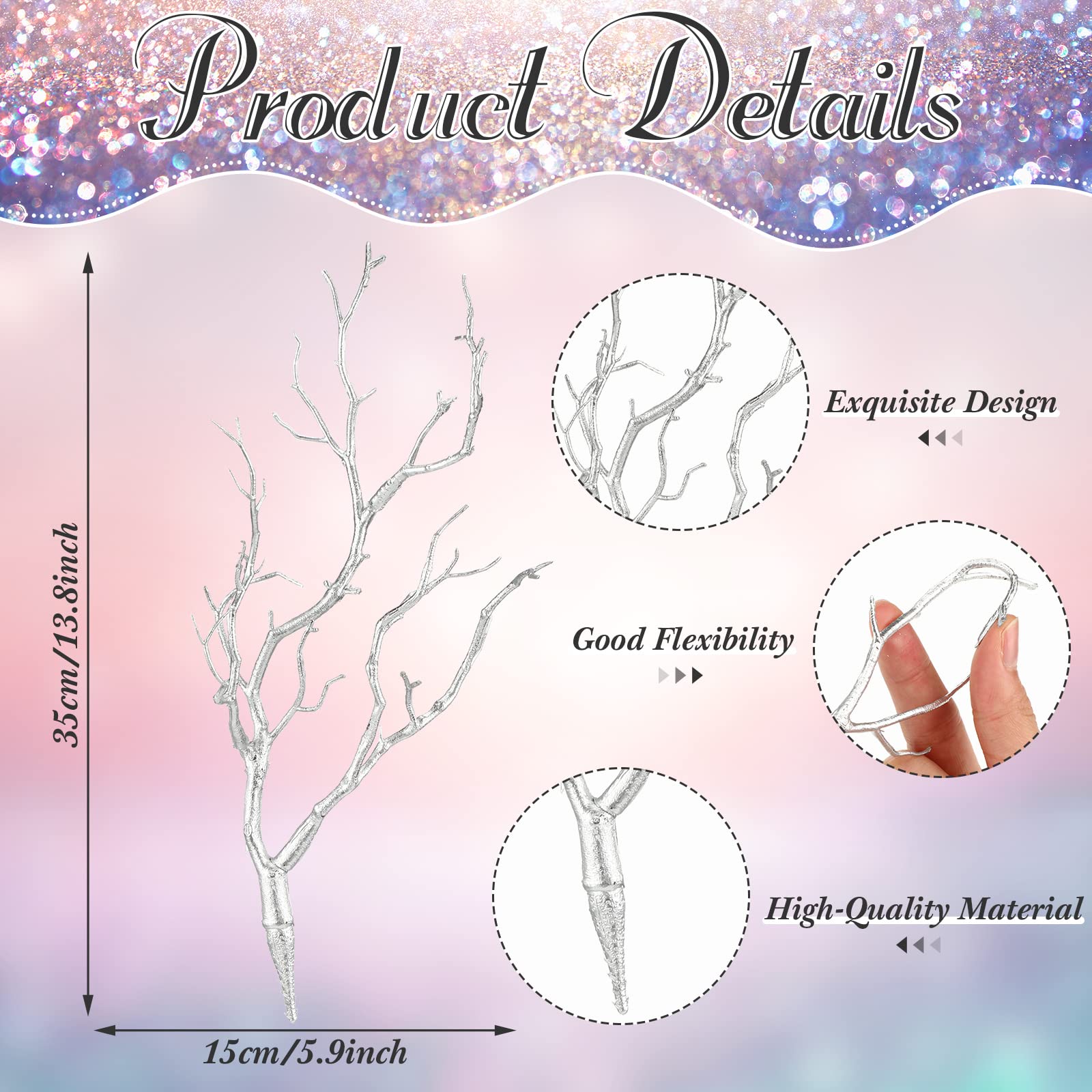 Geosar Lot de 10 petites branches de manzanita en plastique fausses branches artificielles en forme de bois de cerf branche d'arbre décorative brindilles de plante de 35 cm pour décoration de maison