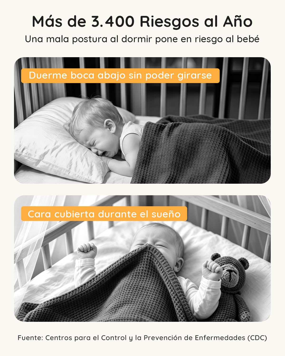BOIFUN 5.5" Cámara Vigilancia Bebé con WiFi y App 2.5K/4MP, Visión Nocturna Invisible, IA Alerta de Cara Tapada y Sueño Seguro, Audio Bidireccional y Luz Nocturna Infantil, 360° Seguimiento Automático