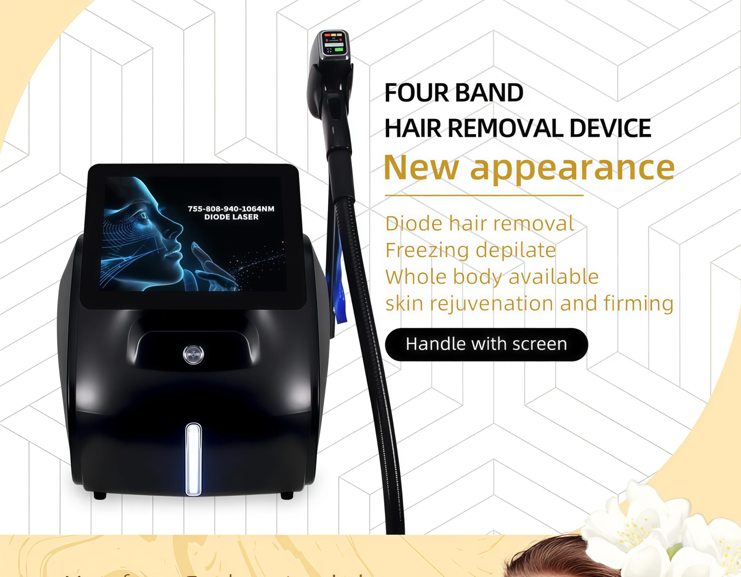Applicazione di depilazione facciale a diodo laser FAC domestico, per tutta la famiglia, depilatore laser a diodo a 4 lunghezze d'onda per depilazione intera del corpo, certificazione CE