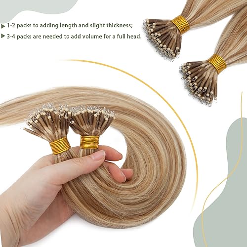 Miniatura 4 de SEGO Extensión de cabello humano con anillo de nano cuentas, extensiones de cabello Remy preunidas con nanopunta, micro cuentas de anillos, lazo