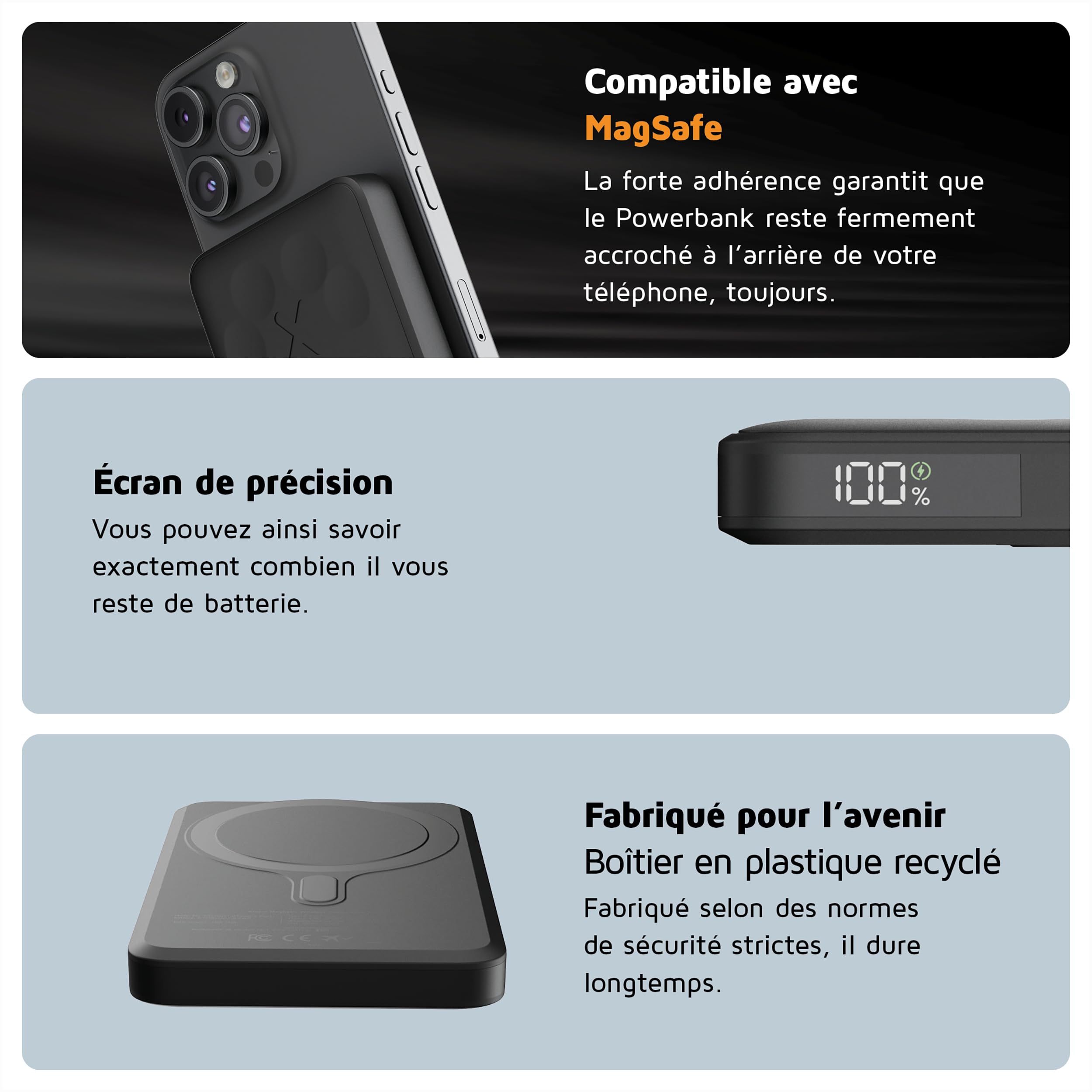 Xtorm Batterie Externe sans Fil 5000 mAh - Powerbank Magnétique avec USB-C, Batterie Externe sans Fil Compatible MagSafe pour iPhone 15 Pro Max/Pro/15/14 Pro Max/13 Pro