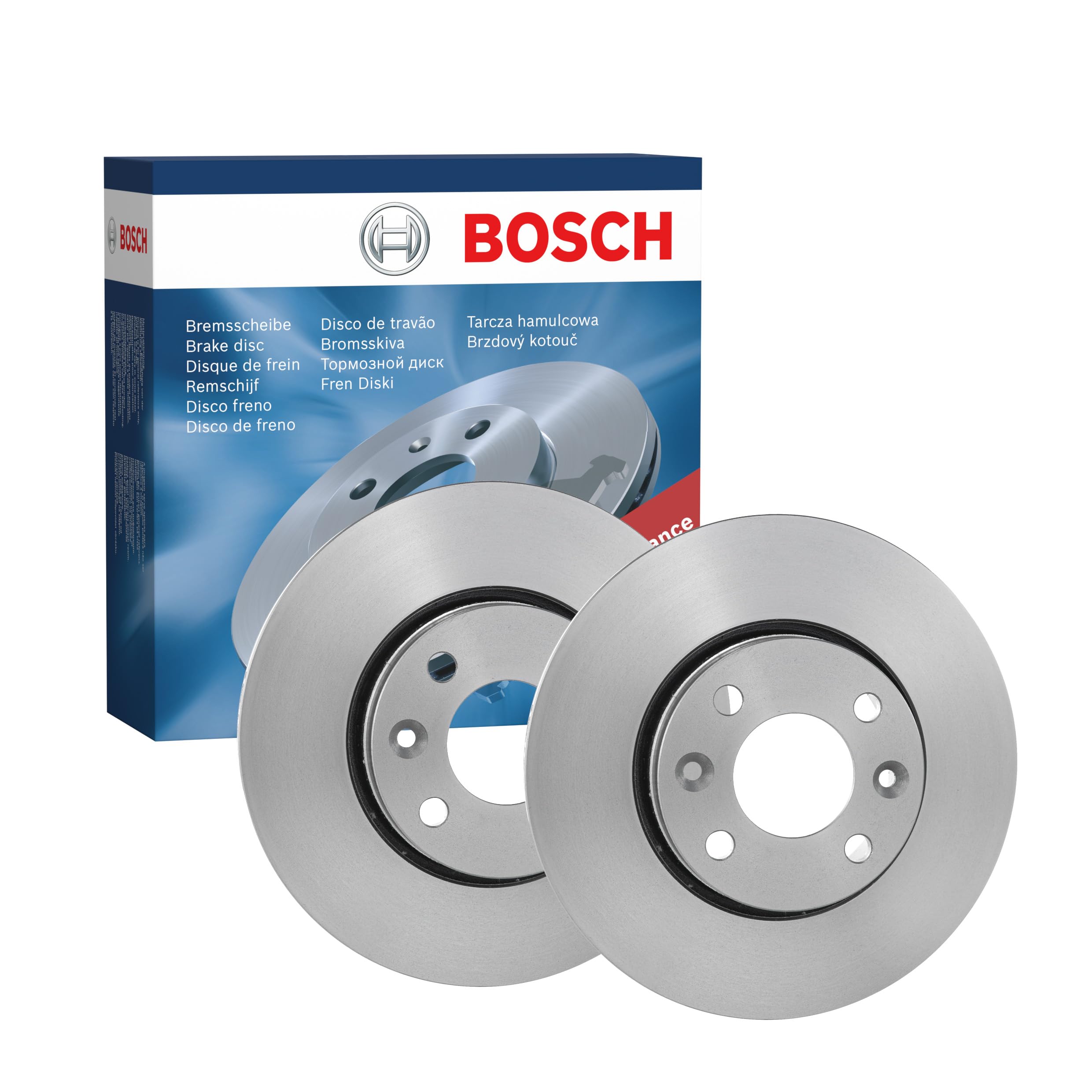 BOSCH Set Dischi Freno BD1400 - Dischi Freno Solidi di 258mm - Asse Anteriore - Conformi al regolamento ECE-R90 - Lunga Durata, Anticorrosione Avanzata - 2 Dischi