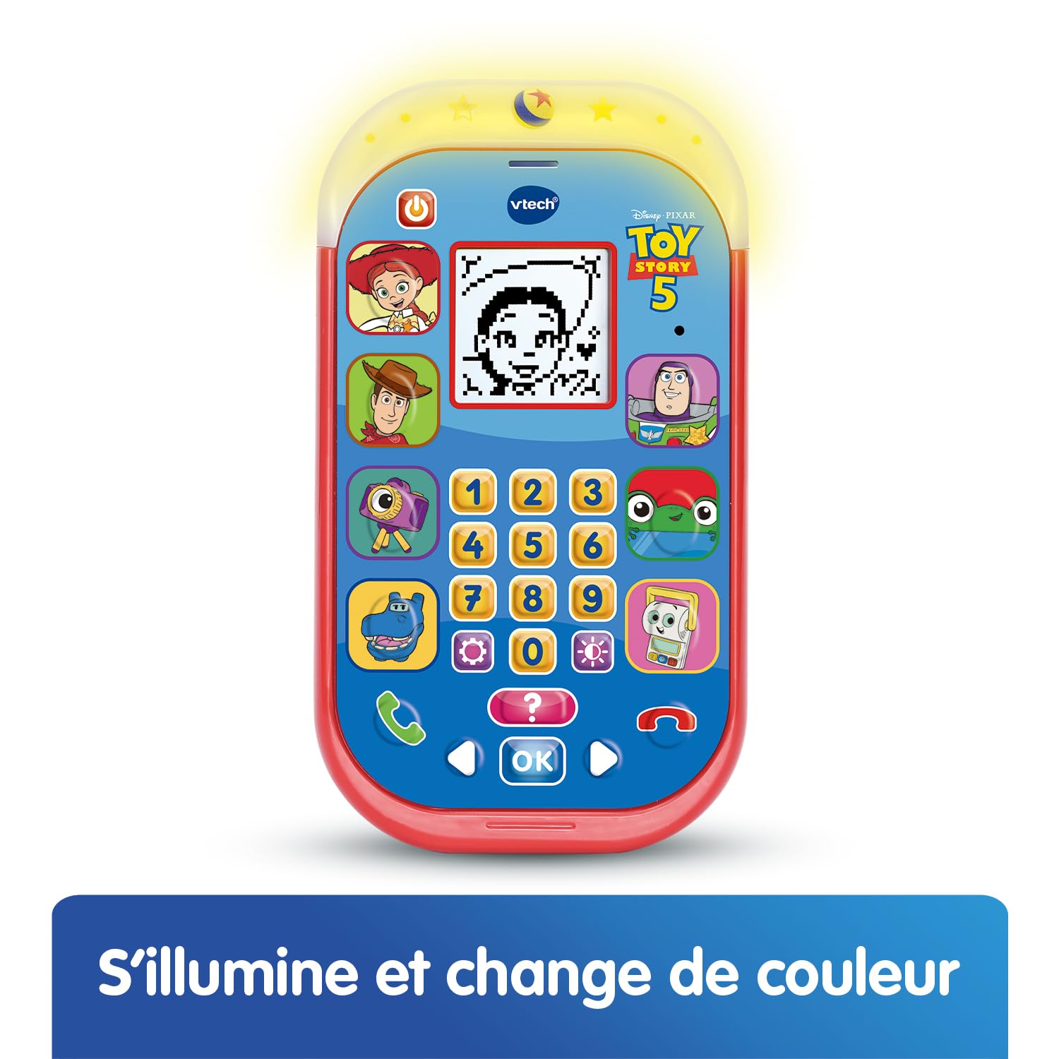 VTech - Disney Pixar, Le Smartphone Éducatif Toy Story 5 - Jouet Téléphone Enfant Lumineux avec Écran Rétroéclairé, 8 Activités et Jeux Interactifs - Cadeau Enfant Dès 3 Ans - Contenu en Français