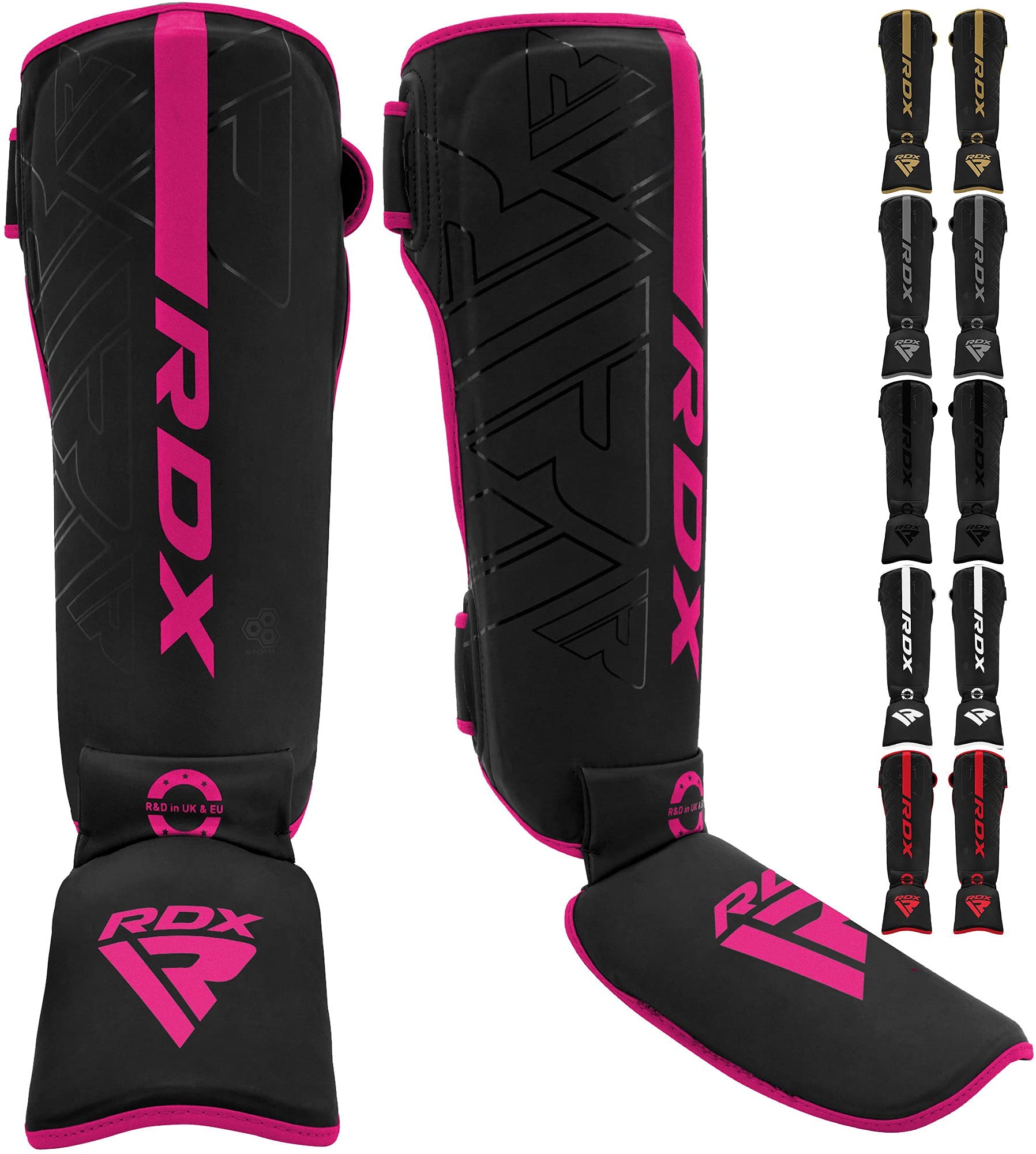RDX Protège Tibia Boxe Thai Kick Boxing Arts Martiaux MMA D'entraînement, Maya Hide Cuir Kara Protege Tibia Muay Thai Krav Maga Sparring BJJ Karaté et Combat Libre Training Pied Protection