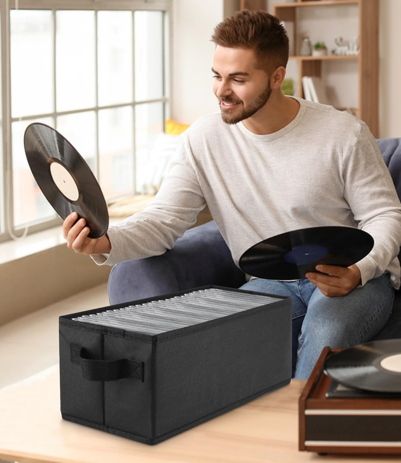 Scatola Porta CD con Coperchio – Set da 4 – Grande Capacità fino a 165 CD – Portatile & Antipolvere – Ideale per Casa, Ufficio & Viaggi