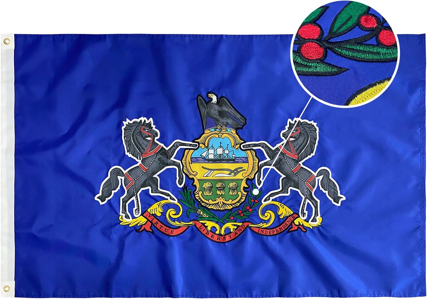 TOPFLAGS Pennsylvania Flag 4x6 Outdoor PA State Flags Embroidered Flag Heavy Duty Double Side Sewn Stripes with 2 Brass Grommets Pennsylvania Flag 4x6 Ft