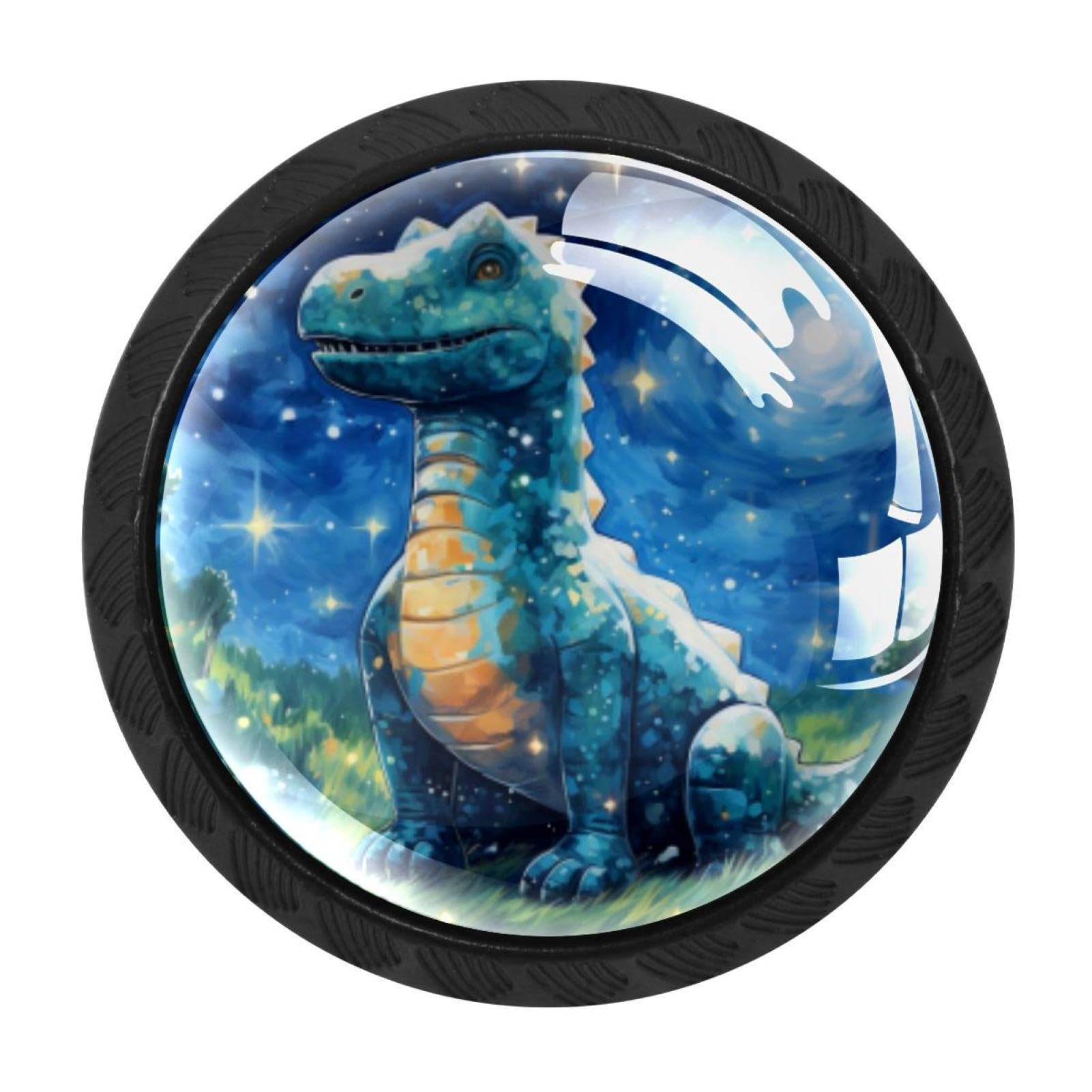 CHENZZZZ Starry Dinosaur Drawer Knobs 4 Pack Crystal Dresser Knobs 35mm Glass Cabinet Knobs for Home Office Bathroom