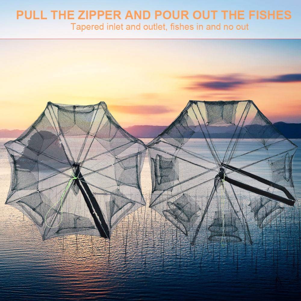 Filet De Pêche Pliable Ponacat – Piège à Parapluie 360° Pour Crabes, Crevettes, écrevisses, Facile à Ouvrir Et Ranger